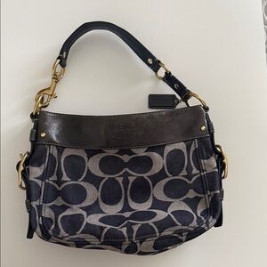 Coach Black and Tan Signature Shoulder Bag